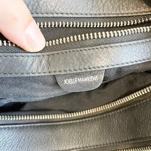 Joelle Hawkins Black Leather Tassels 2 Compartments Travel Luggage Duffle Bag - Picture 10 of 11